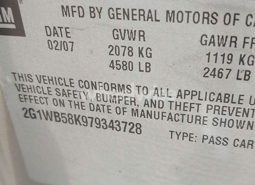 Photo 9 of 2007 Chevrolet Impala LS (VIN 2G1WB58K979343728)