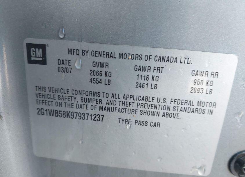 Photo 9 of 2007 Chevrolet Impala LS (VIN 2G1WB58K979371237)