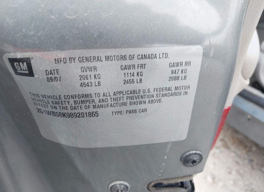 Photo 9 of 2008 Chevrolet Impala LS (VIN 2G1WB58K989201865)