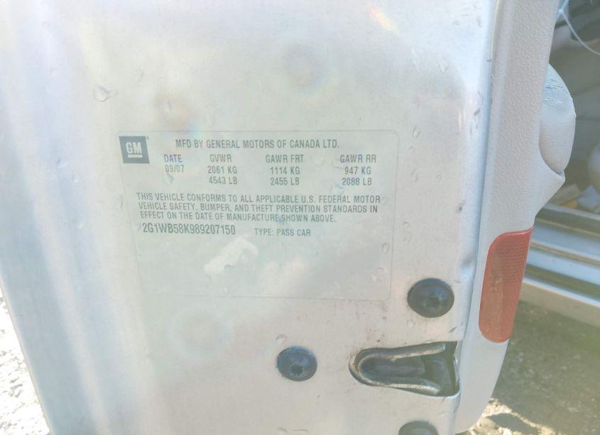 Photo 9 of 2008 Chevrolet Impala LS (VIN 2G1WB58K989207150)