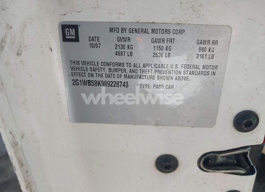 Photo 9 of 2008 Chevrolet Impala LS (VIN 2G1WB58K989228743)