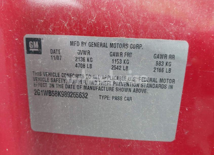 Photo 9 of 2008 Chevrolet Impala LS (VIN 2G1WB58K989265632)