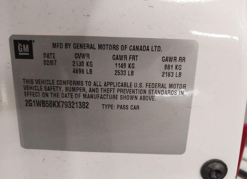 Photo 9 of 2007 Chevrolet Impala LS (VIN 2G1WB58KX79321382)