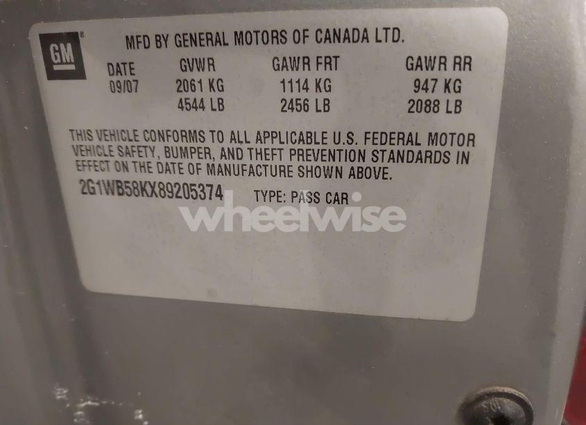 Photo 9 of 2008 Chevrolet Impala LS (VIN 2G1WB58KX89205374)