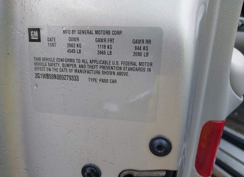 Photo 9 of 2008 Chevrolet Impala LS (VIN 2G1WB58N089279333)