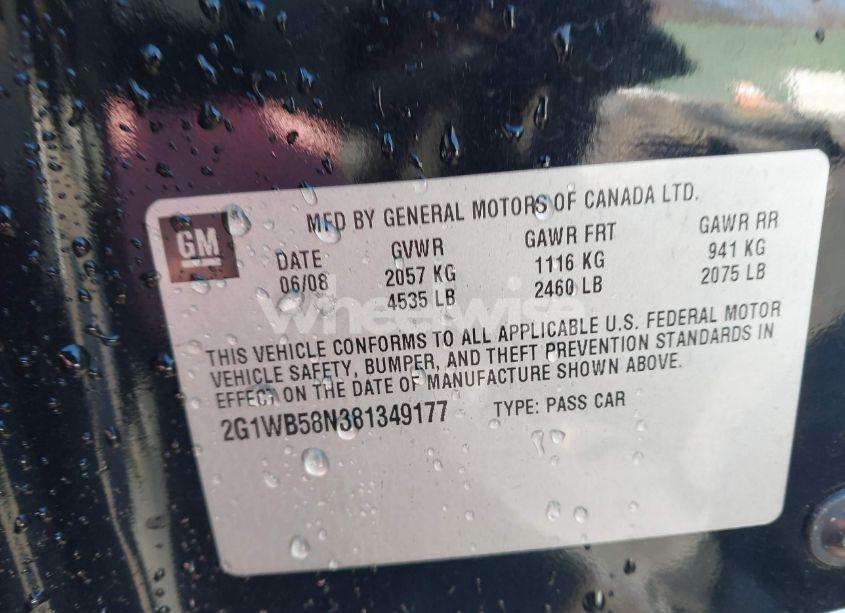 Photo 9 of 2008 Chevrolet Impala LS (VIN 2G1WB58N381349177)