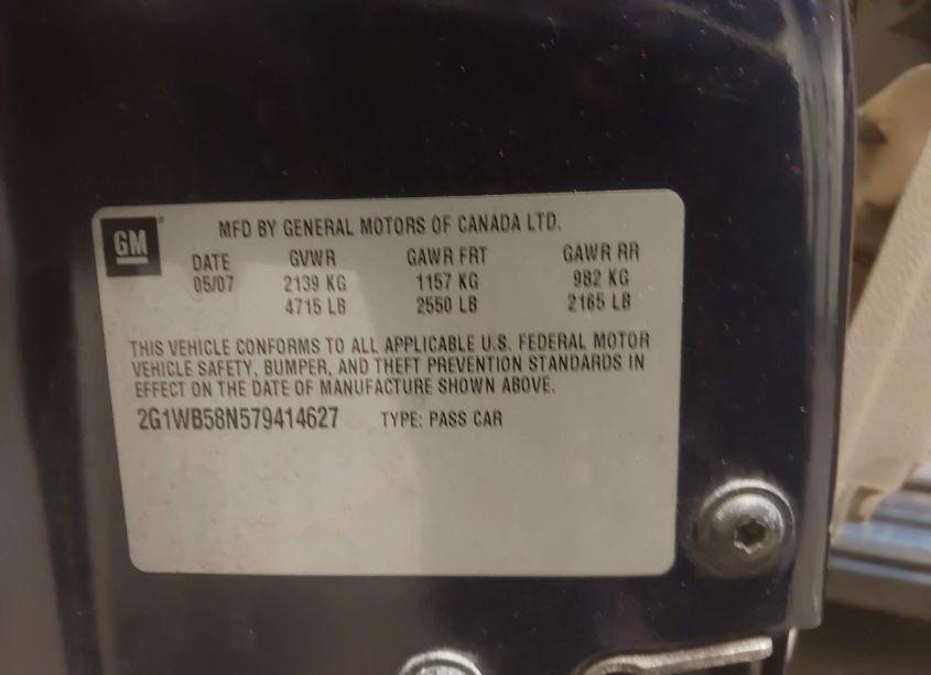 Photo 9 of 2007 Chevrolet Impala LS (VIN 2G1WB58N579414627)