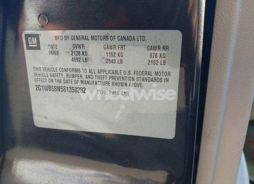 Photo 9 of 2008 Chevrolet Impala LS (VIN 2G1WB58N581350282)