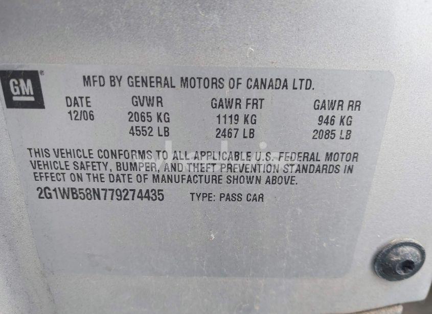 Photo 9 of 2007 Chevrolet Impala LS (VIN 2G1WB58N779274435)