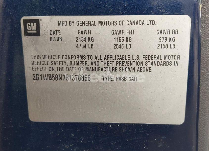 Photo 9 of 2008 Chevrolet Impala LS (VIN 2G1WB58N781376866)