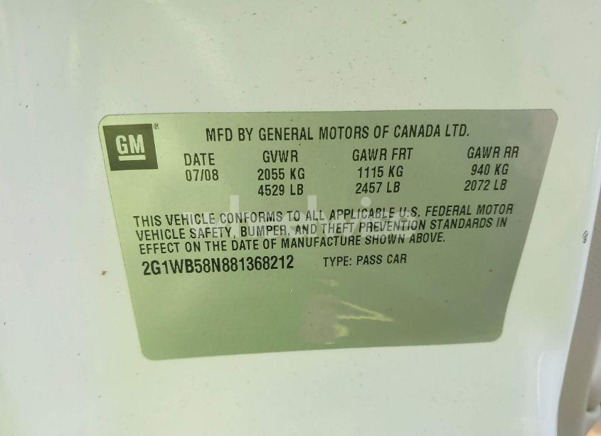 Photo 9 of 2008 Chevrolet Impala LS (VIN 2G1WB58N881368212)