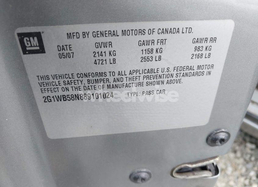 Photo 9 of 2008 Chevrolet Impala LS (VIN 2G1WB58N889101024)