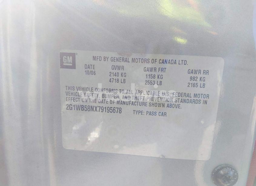 Photo 9 of 2007 Chevrolet Impala LS (VIN 2G1WB58NX79195678)