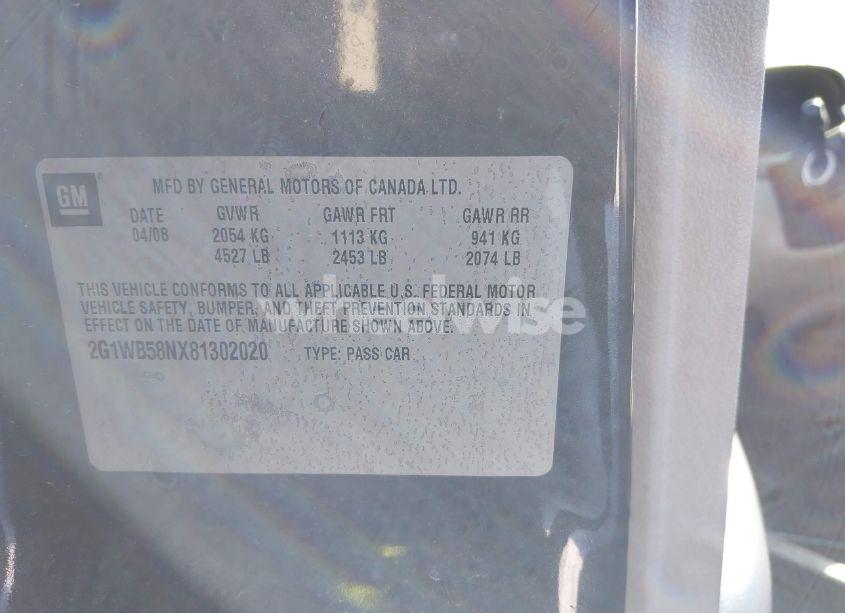 Photo 9 of 2008 Chevrolet Impala LS (VIN 2G1WB58NX81302020)