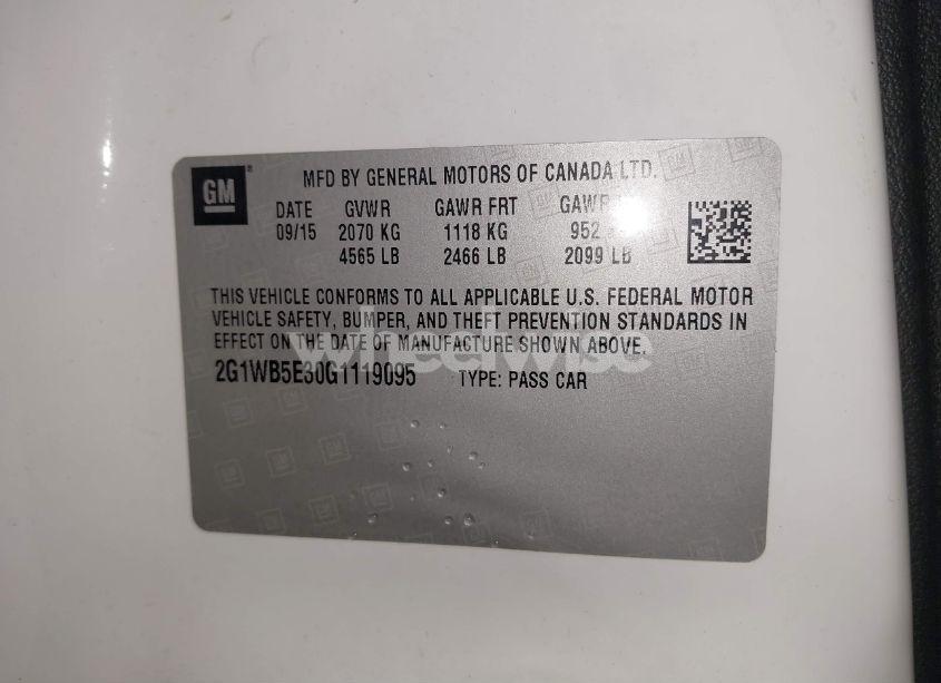 Photo 9 of 2016 Chevrolet Impala LIMITED LT (VIN 2G1WB5E30G1119095)