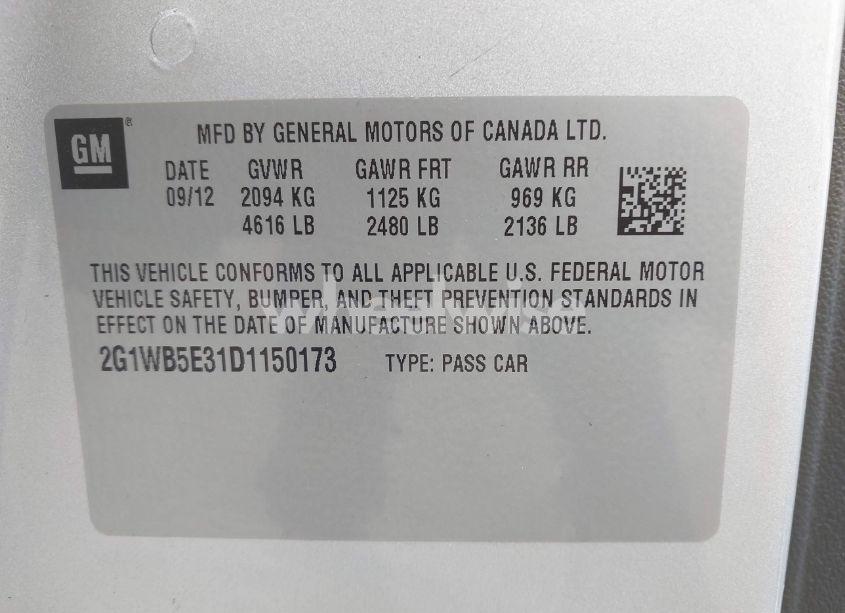 Photo 9 of 2013 Chevrolet Impala LT (VIN 2G1WB5E31D1150173)