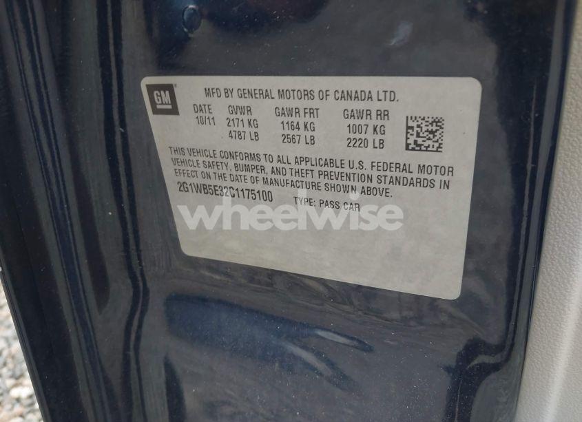 Photo 9 of 2012 Chevrolet Impala LT (VIN 2G1WB5E32C1175100)