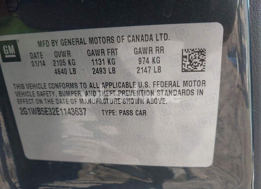 Photo 9 of 2014 Chevrolet Impala LIMITED LT (VIN 2G1WB5E32E1143637)