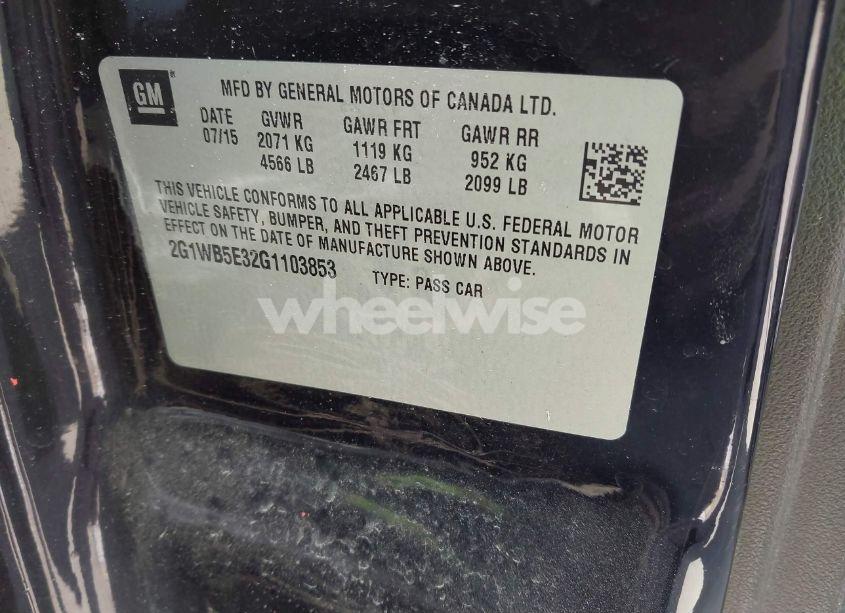 Photo 9 of 2016 Chevrolet Impala LIMITED LT (VIN 2G1WB5E32G1103853)