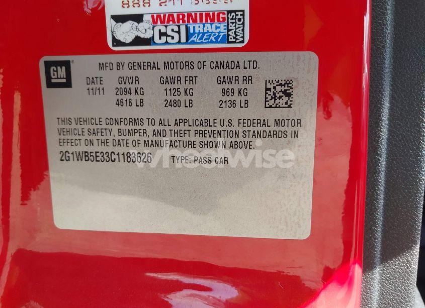 Photo 9 of 2012 Chevrolet Impala LT (VIN 2G1WB5E33C1183626)