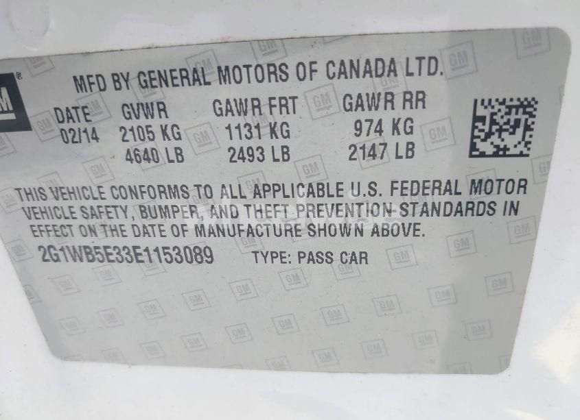 Photo 9 of 2014 Chevrolet Impala LIMITED LT (VIN 2G1WB5E33E1153089)