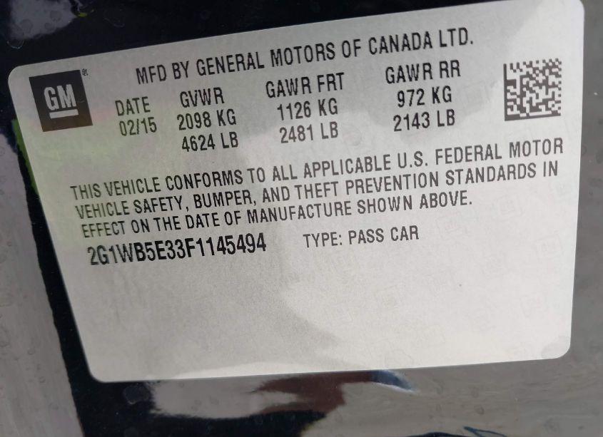 Photo 9 of 2015 Chevrolet Impala LIMITED LT (VIN 2G1WB5E33F1145494)