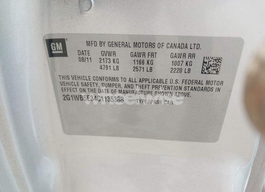 Photo 9 of 2012 Chevrolet Impala LT (VIN 2G1WB5E34C1135388)