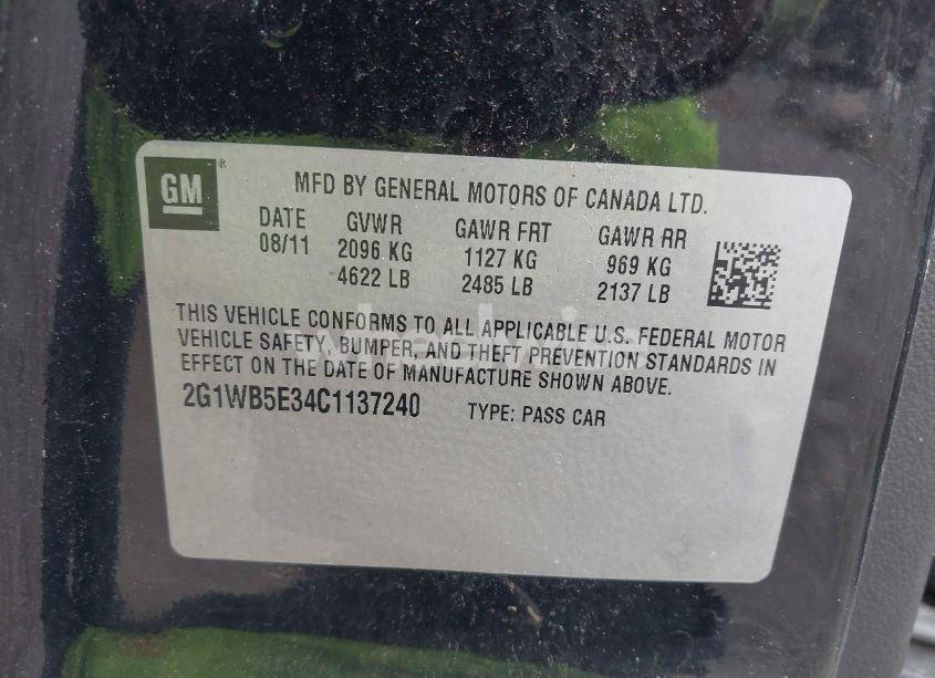 Photo 9 of 2012 Chevrolet Impala LT (VIN 2G1WB5E34C1137240)