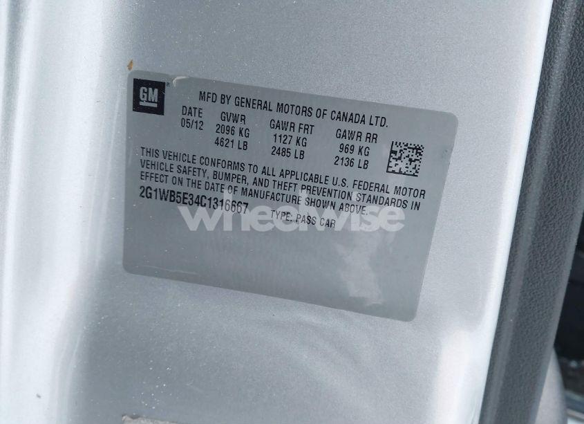 Photo 9 of 2012 Chevrolet Impala LT (VIN 2G1WB5E34C1316667)