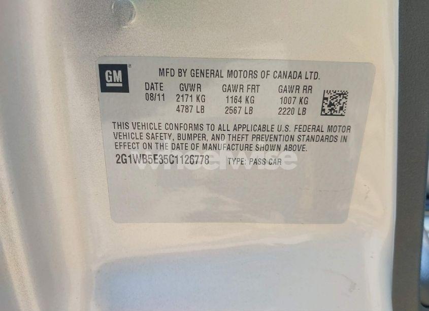 Photo 9 of 2012 Chevrolet Impala LT (VIN 2G1WB5E35C1126778)