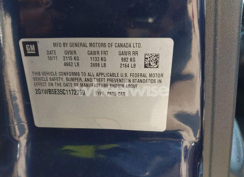 Photo 9 of 2012 Chevrolet Impala LT (VIN 2G1WB5E35C1172790)