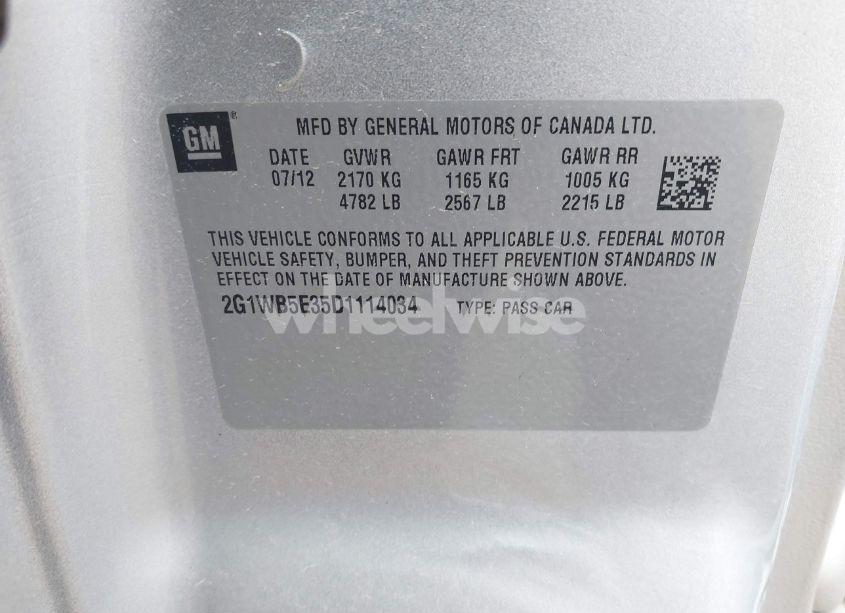 Photo 9 of 2013 Chevrolet Impala LT (VIN 2G1WB5E35D1114034)