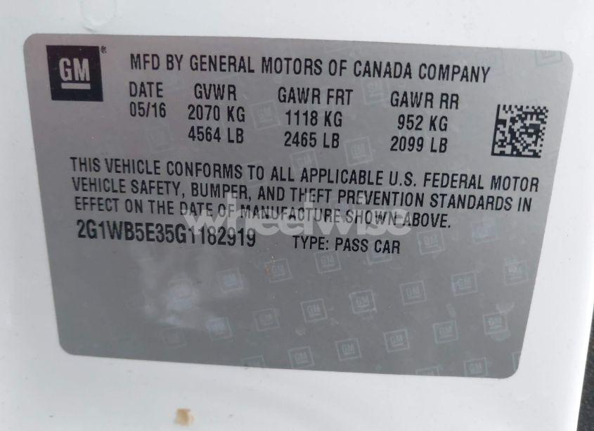 Photo 9 of 2016 Chevrolet Impala LIMITED LT (VIN 2G1WB5E35G1182919)