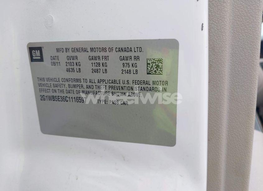 Photo 9 of 2012 Chevrolet Impala LT (VIN 2G1WB5E36C1116597)