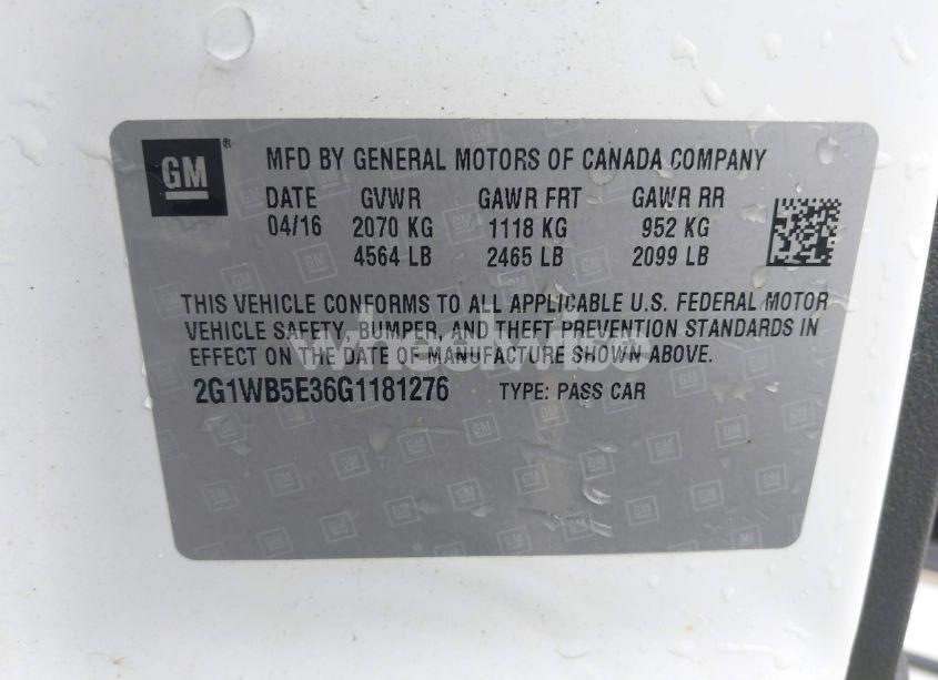 Photo 9 of 2016 Chevrolet Impala LIMITED LT (VIN 2G1WB5E36G1181276)