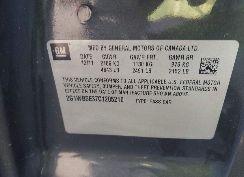 Photo 9 of 2012 Chevrolet Impala LT (VIN 2G1WB5E37C1205210)