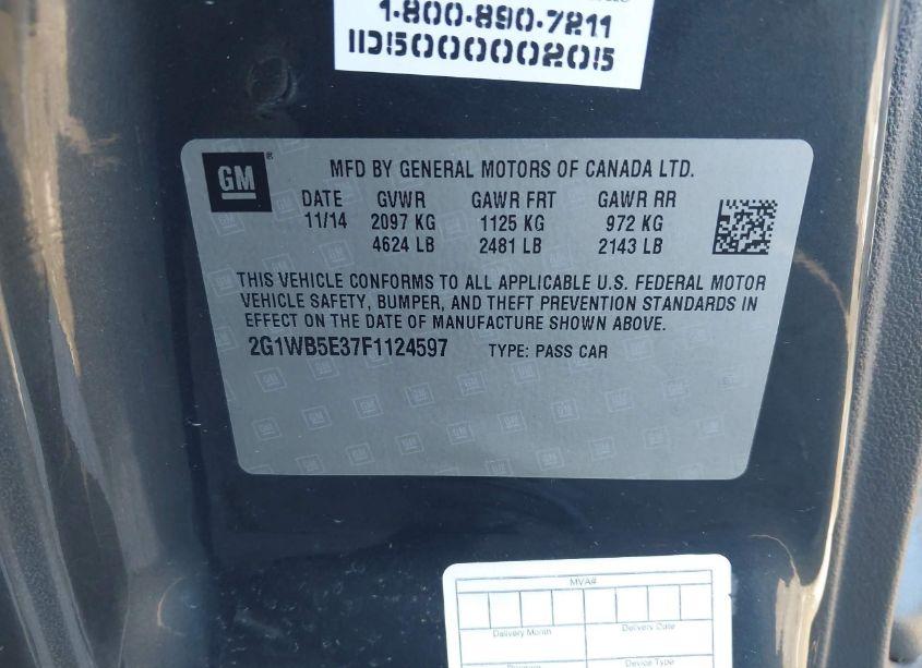 Photo 9 of 2015 Chevrolet Impala LIMITED LT (VIN 2G1WB5E37F1124597)