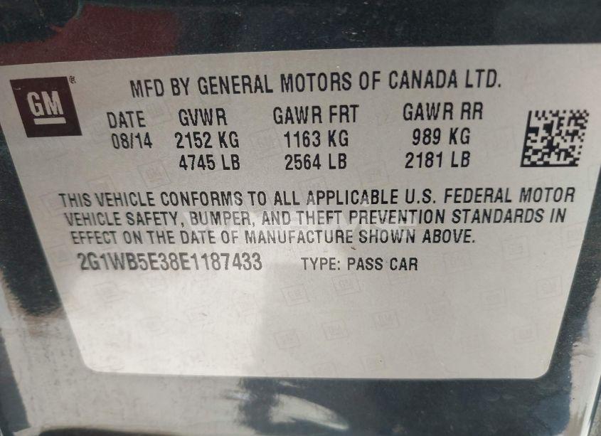 Photo 9 of 2014 Chevrolet Impala LIMITED LT (VIN 2G1WB5E38E1187433)