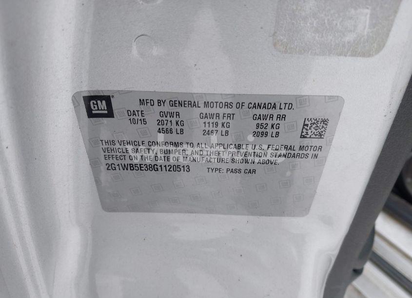 Photo 9 of 2016 Chevrolet Impala LIMITED LT (VIN 2G1WB5E38G1120513)