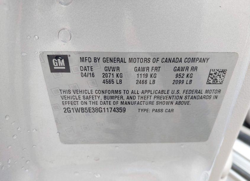 Photo 9 of 2016 Chevrolet Impala LIMITED LT (VIN 2G1WB5E38G1174359)