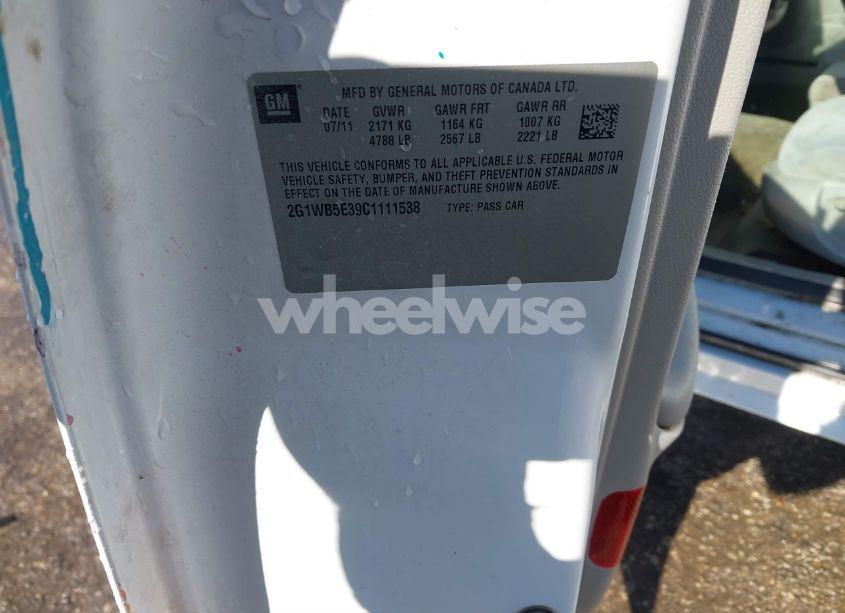 Photo 9 of 2012 Chevrolet Impala LT (VIN 2G1WB5E39C1111538)