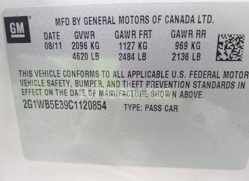 Photo 9 of 2012 Chevrolet Impala LT (VIN 2G1WB5E39C1120854)