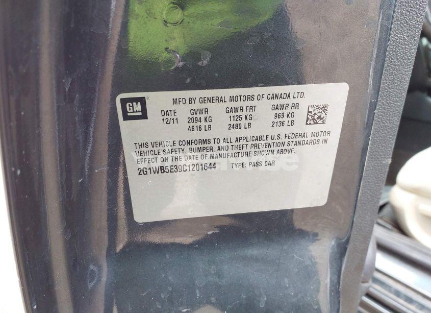 Photo 9 of 2012 Chevrolet Impala LT (VIN 2G1WB5E39C1201644)