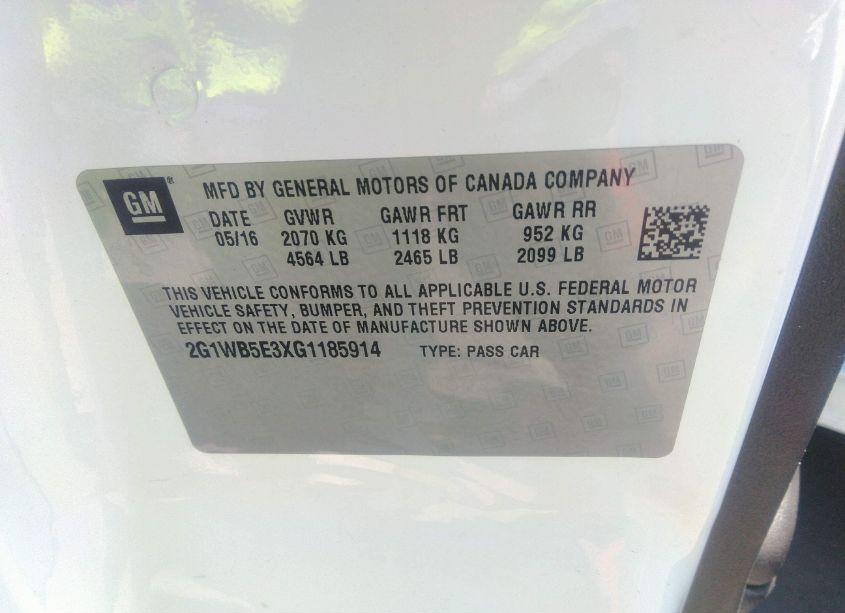 Photo 9 of 2016 Chevrolet Impala LIMITED LT (VIN 2G1WB5E3XG1185914)