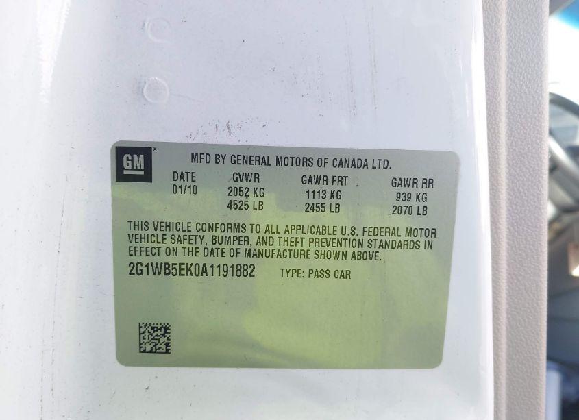 Photo 9 of 2010 Chevrolet Impala LT (VIN 2G1WB5EK0A1191882)