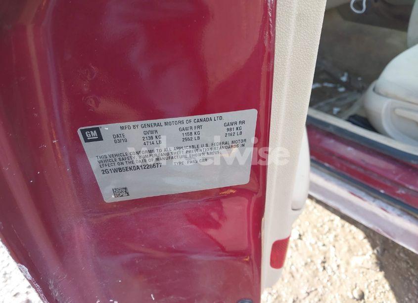 Photo 9 of 2010 Chevrolet Impala LT (VIN 2G1WB5EK0A1226677)