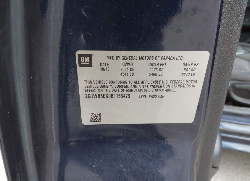 Photo 9 of 2011 Chevrolet Impala LT (VIN 2G1WB5EK0B1153473)