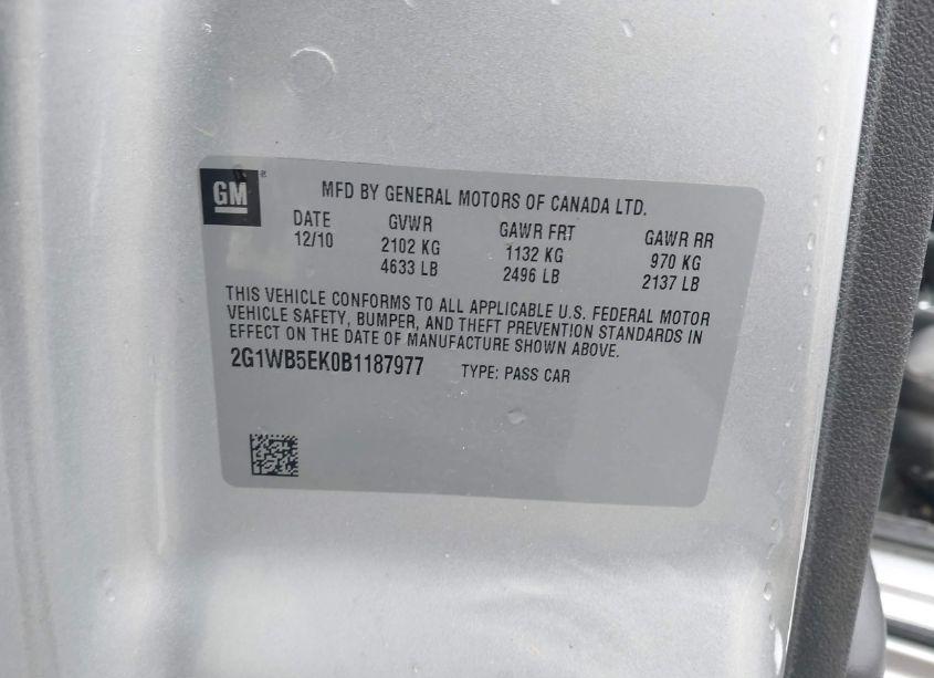 Photo 9 of 2011 Chevrolet Impala LT (VIN 2G1WB5EK0B1187977)