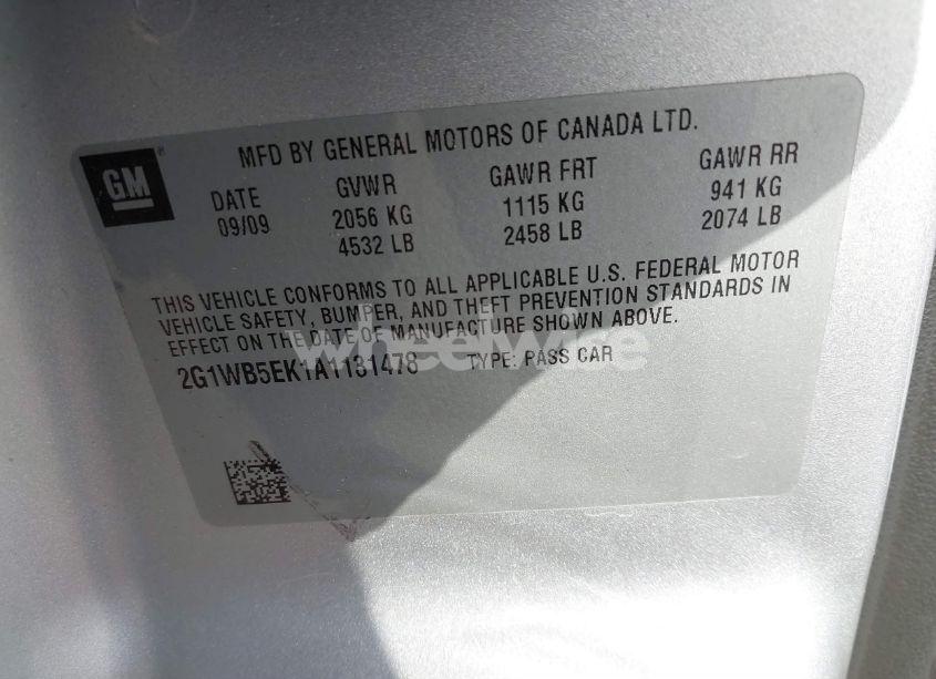 Photo 9 of 2010 Chevrolet Impala LT (VIN 2G1WB5EK1A1131478)