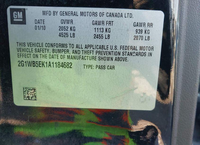 Photo 9 of 2010 Chevrolet Impala LT (VIN 2G1WB5EK1A1184682)